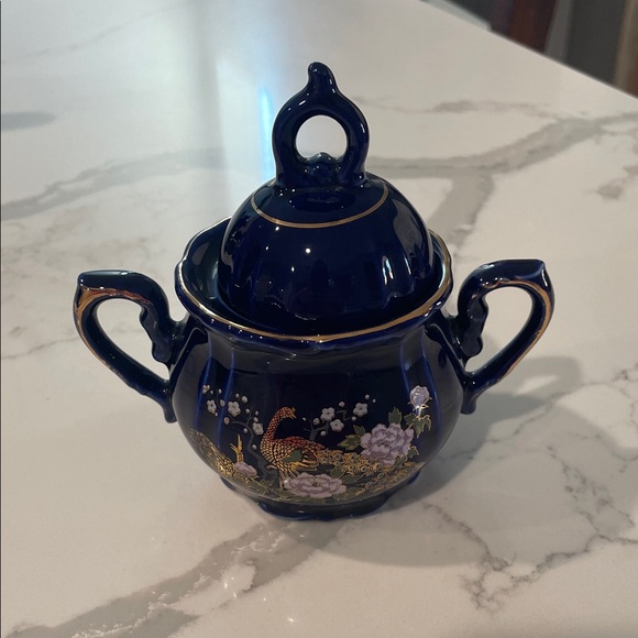 Vintage Yamato Japanese Cobalt Blue Porcelain Tea Set for 6 - Picture 2 of 16